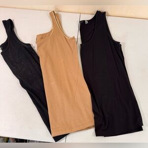 Lot Of 3 Stretch Tank Tops SM/MED Sleeveless Black And Tan Tahari, Anne Klein